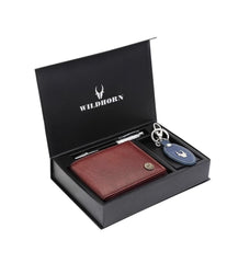 WildHorn® RFID Protected Genuine Leather Wallet & Gift Combo for Men - Royal Maroon