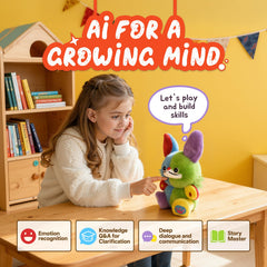 AI Smart Interactive Plush Toy - Emotional AI Companion, Phonics Practice, Learning Assistant, Knowledge Q&A, Storyteller ect, Multiple Languages Parental Control App with Chat Summary (Colorful)