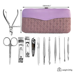 HEXAR® 12pc Manicure & Pedicure Set - Nail Clippers, Cuticle Remover - Luxurious Face, Foot, Hand Nail Care Kit - Pedicure Sets for Feet, Mens Grooming Kits & Manicure Set for Women