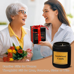 FRAGSCEN Sandalwood Candles, Candles for Home Scented, Natural Soy Candles, Mothers Day Gifts, Candles Gifts for Women, Aromatherapy Candles for Stress Relief, 7oz 40 Hours