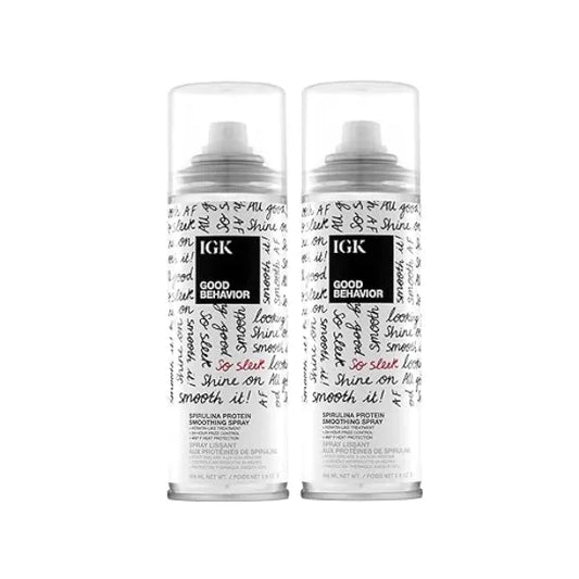 IGK GOOD BEHAVIOR Spirulina Protein Smoothing Spray Keratin Like Treatment + Frizz Control + Heat Protectant Vegan + 5.6 Oz (Pack of 2)