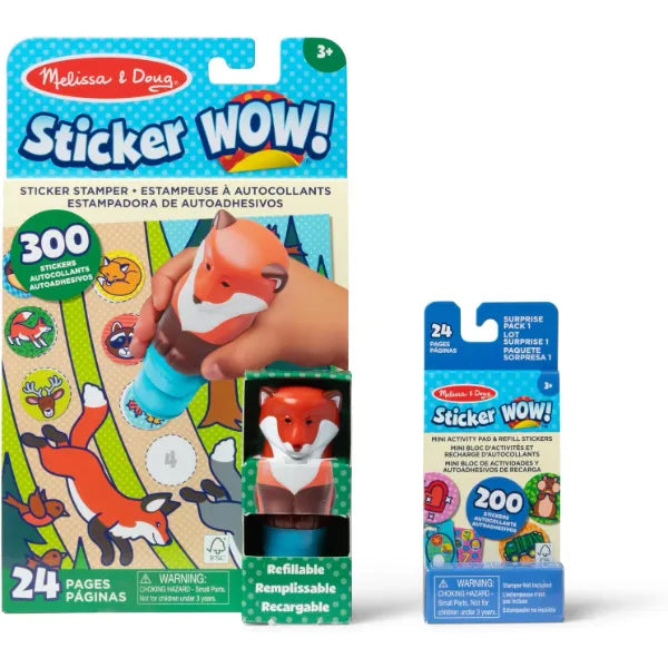 Melissa & Doug Sticker Wow!™ Bundle – Fox, Sea Turtle & Tiger Collectible Characters with 24-Page Activity Pad, Sticker Stamper & 500+ Stickers – Arts & Crafts Fidget Toy Set