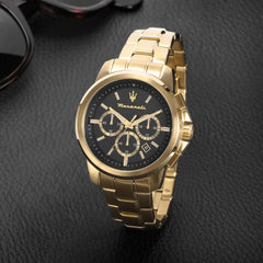 Maserati successo Mens Analog Quartz Watch with Stainless Steel Gold Plated Bracelet R8873621013, Gold, Quartz Watch