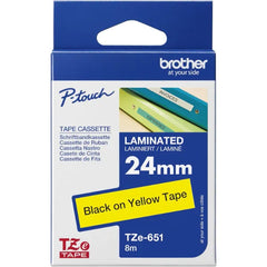 Brother Genuine TZe-651 24mm Standard Laminated Label Tape Replacement for Brother Label Printers, Black on Yellow