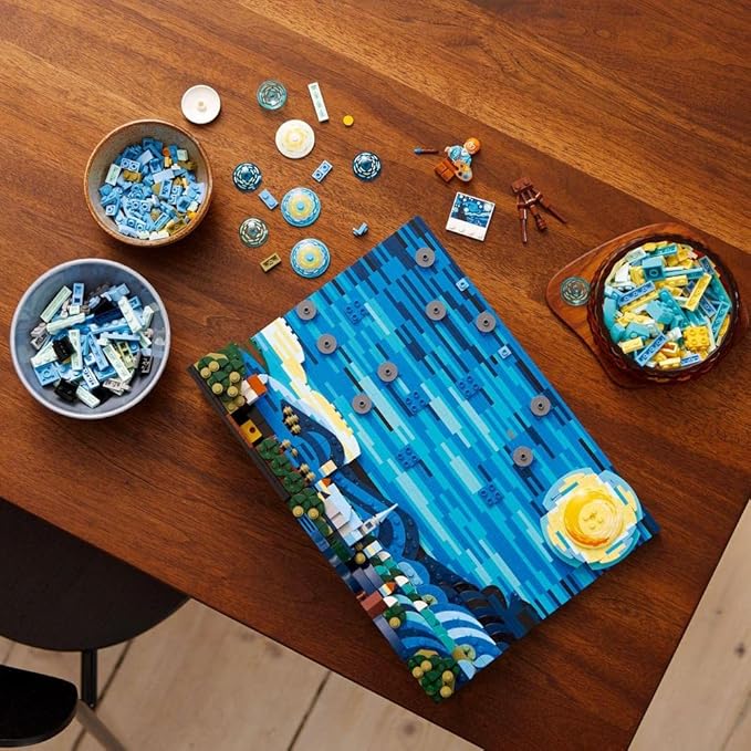 LEGO 21333 Ideas Vincent van Gogh - The Starry Night, Unique 3D Wall Art Home Décor Piece with Artist Minifigure, Creative Crafts Set for Adults