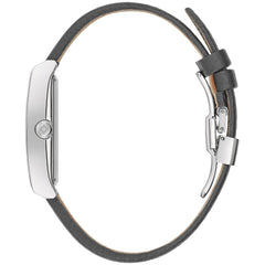 Bulova Frank Lloyd Wright Robie House Stainless Steel 3-Hand Quartz Watch, Gray Leather Strap Style: 96A287, Silver-Tone and Blue