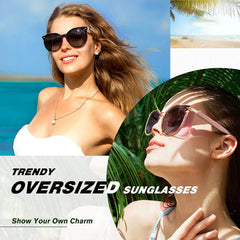 Polarized Sunglasses for Men and Women, Classic Round Sunglasses, UV Protection Retro Vintage Shades Large Plastic Frame Sunnies
