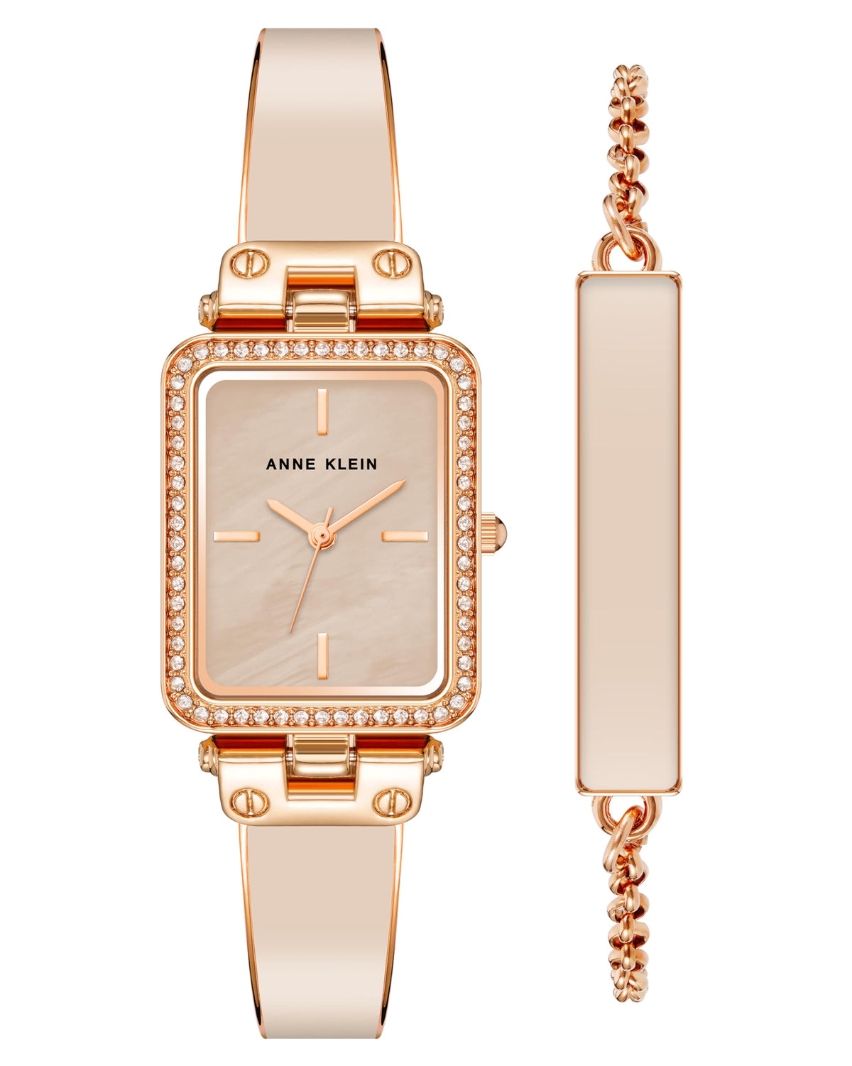 Anne Klein Women's Premium Crystal Accented Bangle Watch and Bracelet Set, AK/3898