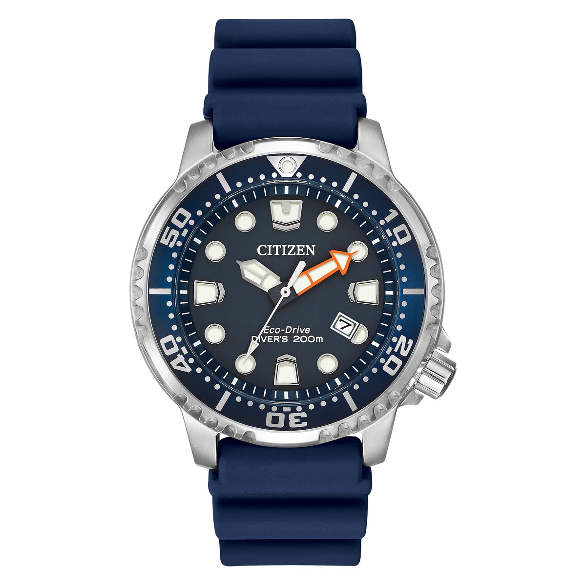 Citizen Promaster Dive Eco-Drive Watch, 3-Hand Date, ISO Certified, Luminous Hands and Markers, Rotating Bezel