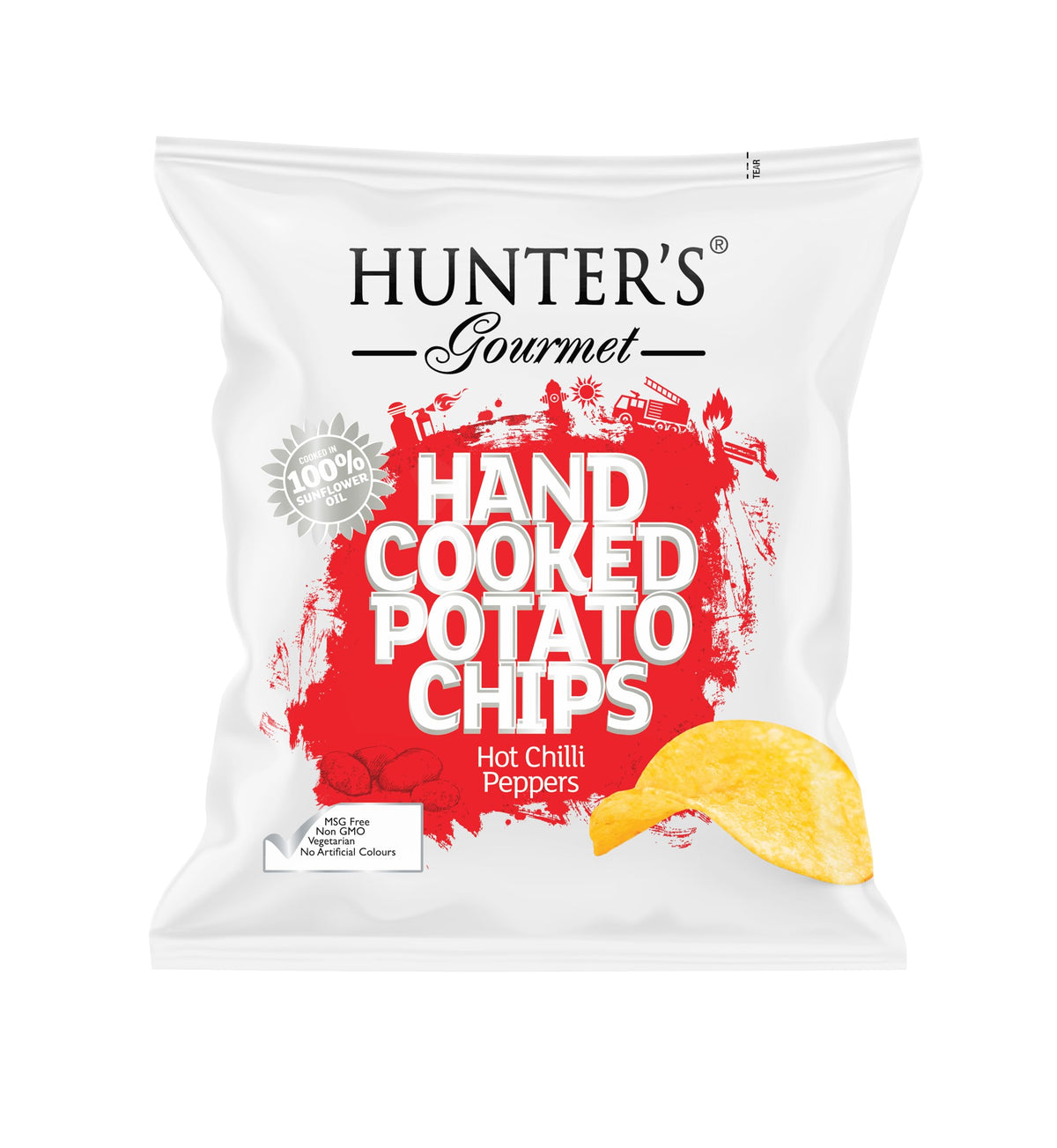 Hunter's Gourmet Hot Chilli Peppers Hand Cooked Potato Chips - 40g