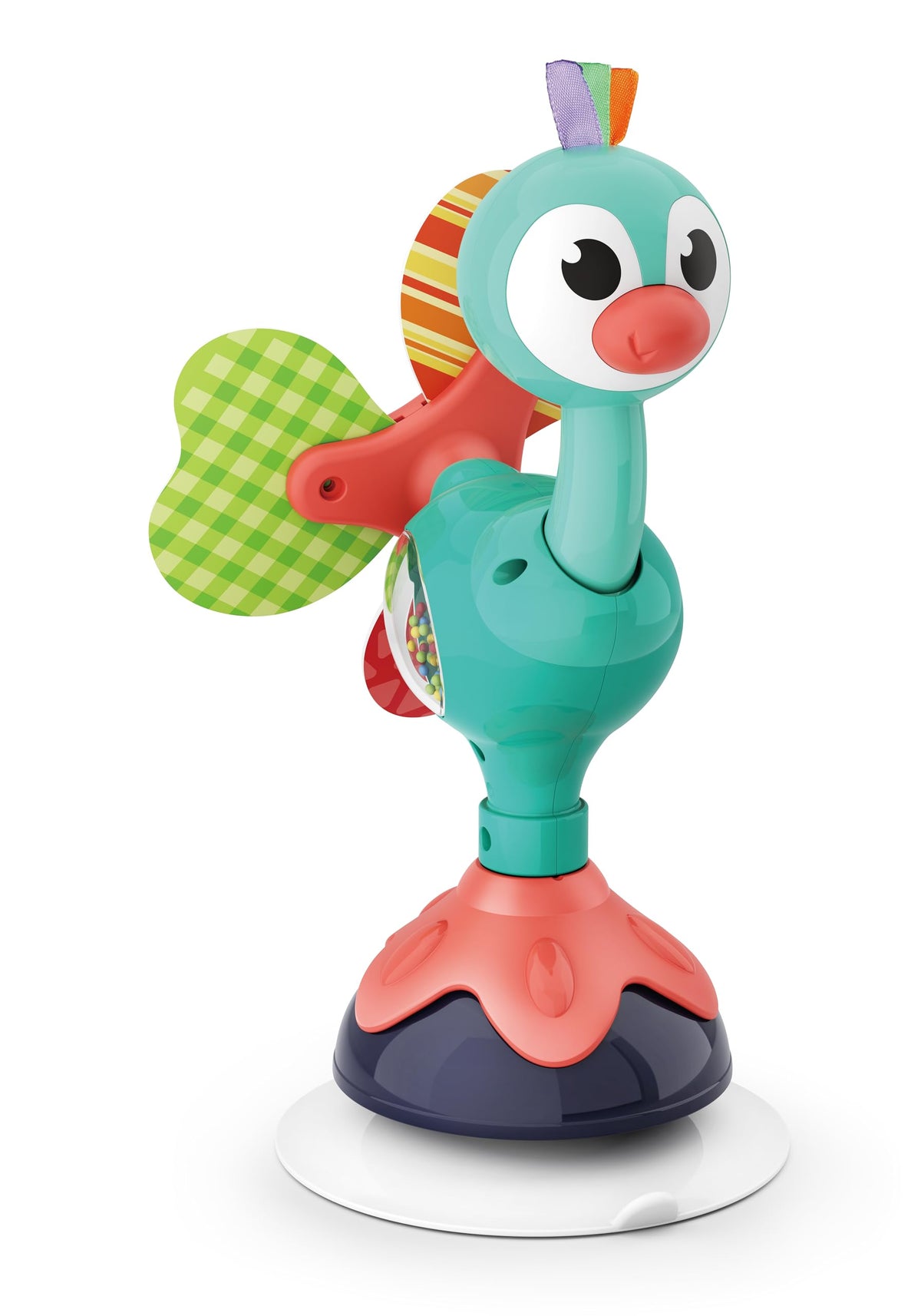 Peacock Highchair Toy with Suction – Sensory Development Toy for Babies 6M+, Stimulates Vision, Hearing, and Touch, Fine Motor Skills, Non-Toxic and Easy to Clean, Mealtime Toys