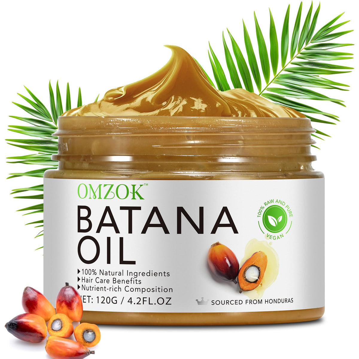 Batana Oil For Hair Growth - Raw 100% Pure Organic - Dr. Sebi Batana Oil From Honduras - For Stronger Thicker Longer Hair, Enhances Hair & Scalp Radiance, Repair Damaged Hair