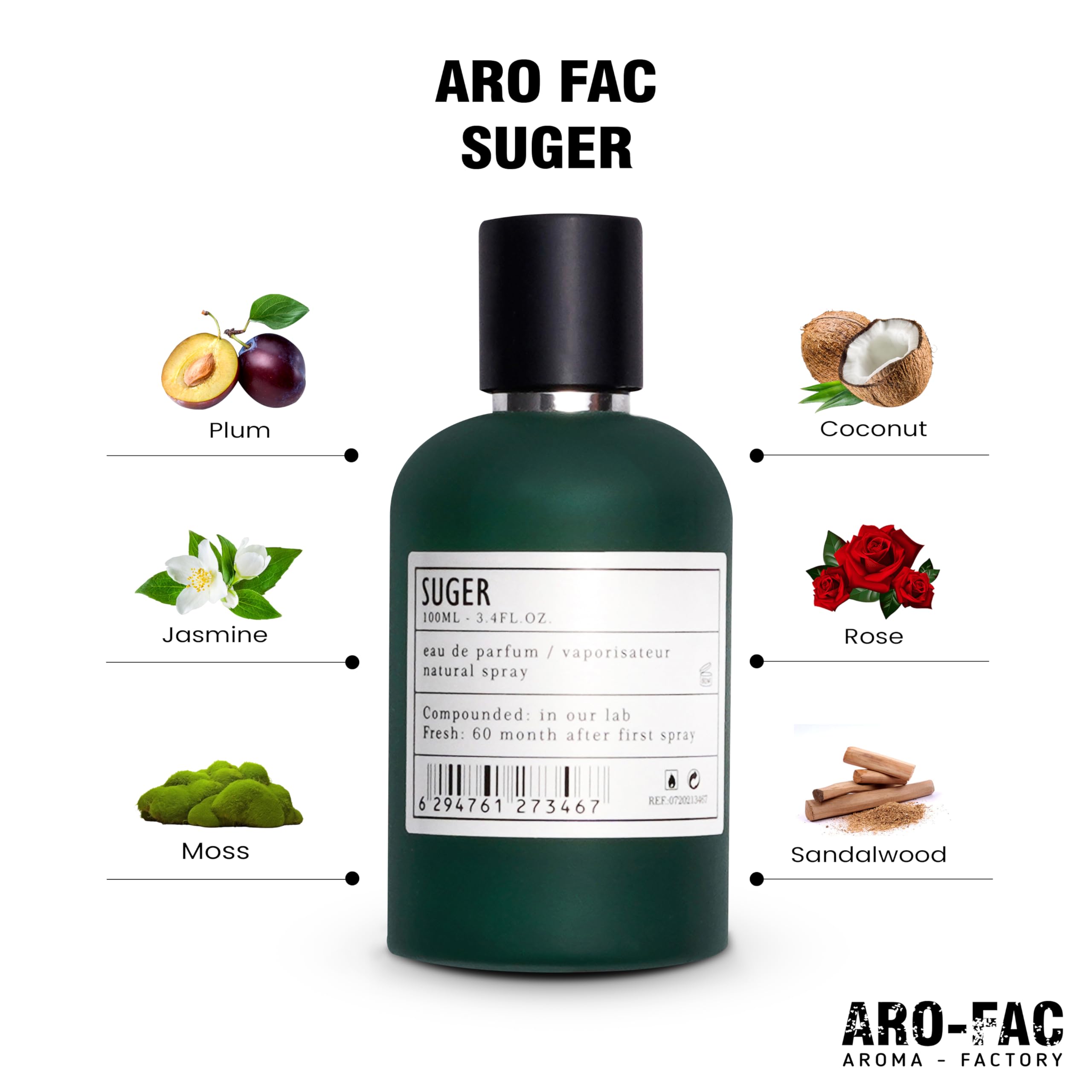 ARO FAC By AMD Perfumes SUGER Perfume for Unisex - Long Lasting Sandalwood Parfum for Men - Women's Fragrances Eau de Parfum 100ml