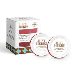 Just Herbs Vegan Lip Tint and Cheek Tint (Pack of 2) Vibrant Corals, Matte Finish - Peachy Coral and Rose Coral