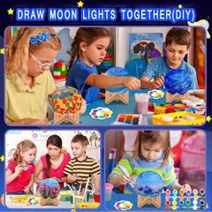 Paint Your Own Moon Lamp Kit for Kids, DIY Gifts 3D Moon Night Light, Easter Arts and Crafts for Kids Ages 7-12, Art Supplies Arts & Crafts Kit Toys for Girls Boy Birthday Gift Ages 4 5 6 7 8 9 10 11