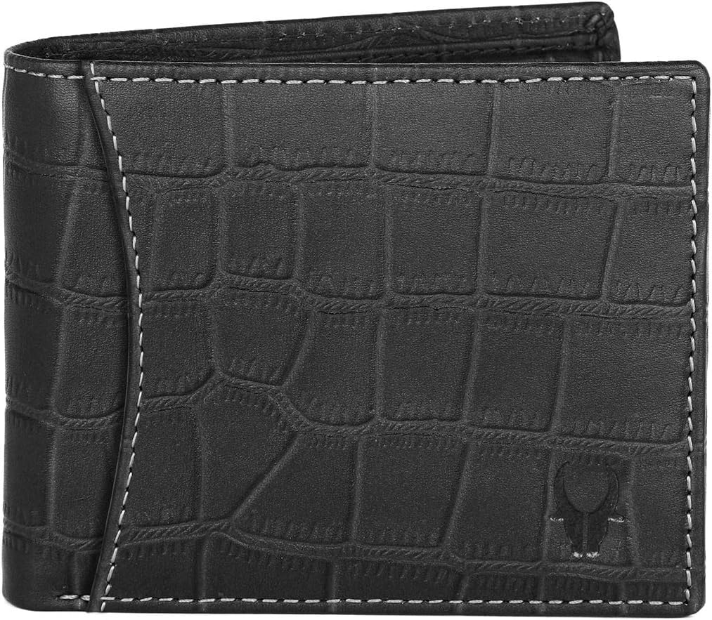 WildHorn® RFID Protected Genuine Leather Wallet & Gift Combo for Men - black