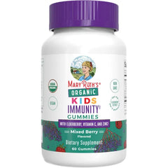 MARYRUTH'S Organic Kids Immune Support Gummies with Elderberry, 60 Count | USDA Organic, Vitamin C, Zinc, and Elderberry, Ages 4+, Vegan, Non-GMO, Gluten Free, 60 Count