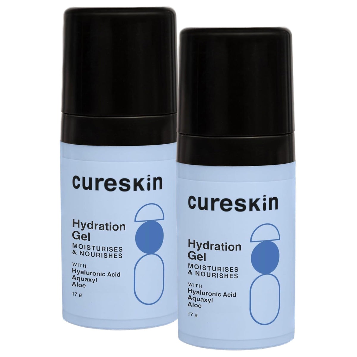 Cure Skin Hydrating Gel with Hyaluronic Acid, Aquaxyl & Aloe Vera Hydrates and Nourishes All Skin Types for Men & Women, 17g, Pack of 2