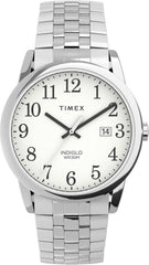 Timex Men's Easy Reader 38mm Perfect Fit Watch – Two-Tone Case White Dial with Two-Tone Expansion Band - Silver
