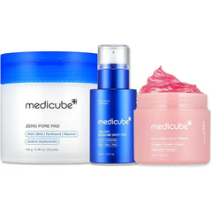 medicube Affordable Trio for Pore & Texture Care: Zero Pore Pads 2.0 and Zero Exosome Shot 7,500 PPM Spicule Facial Serum and Collagen Jelly Cream(50ml) | Skincare Set, Stocking Stuffers, Gift Sets