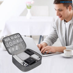 DAYONG Cable Organizer Bag, Electronic Accessories Bag, Portable Digital Storage Bag, Travel Gadgets Storage Case, Cable Organizer Bag Gadget Carry Bag for Hard Drives, Cables, Power, USB(Grey)