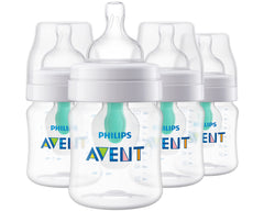 PHILIPS AVENT Anti Colic Baby Bottles with AirFree Vent, 4oz, 4pk, Clear, SCY701/04, 4 Pack