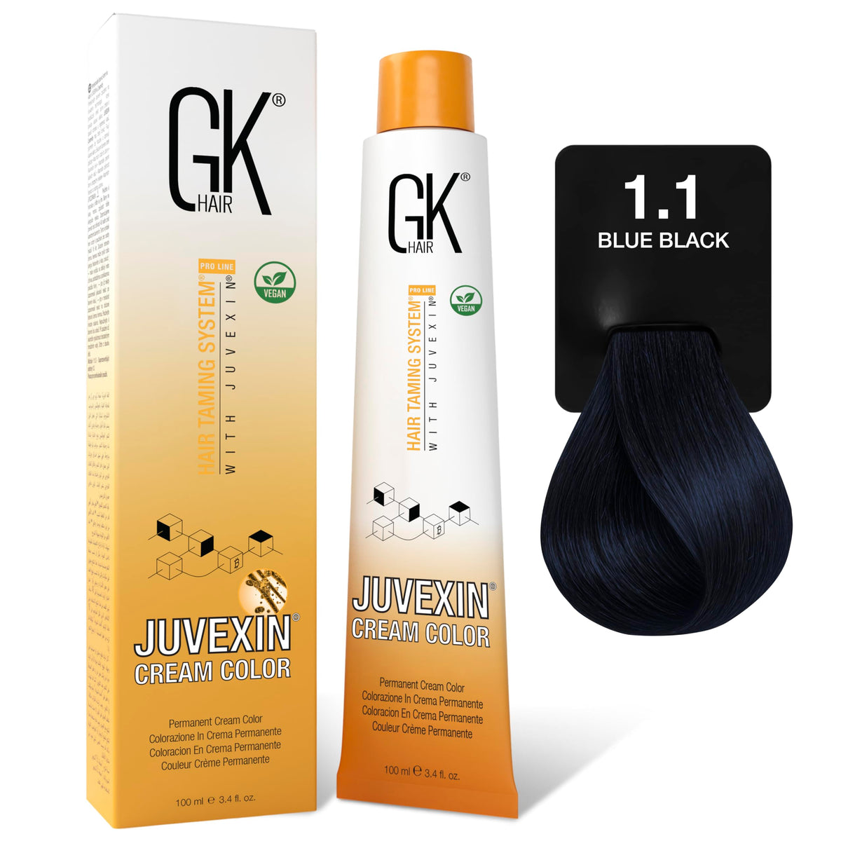 GK HAIR Global Keratin Permanent Hair Cream Color (3.4 Fl Oz/100ml) Nourishing & Cleansing Colors for Styling High Performance Long Lasting Natural Toner Hair Dye Tubes - Unisex