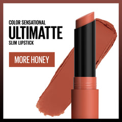 Maybelline New York Color Sensational Ultimatte Matte Lipstick, Non-Drying, Intense Color Pigment, More Honey, Dirty Peach, 0.06 oz