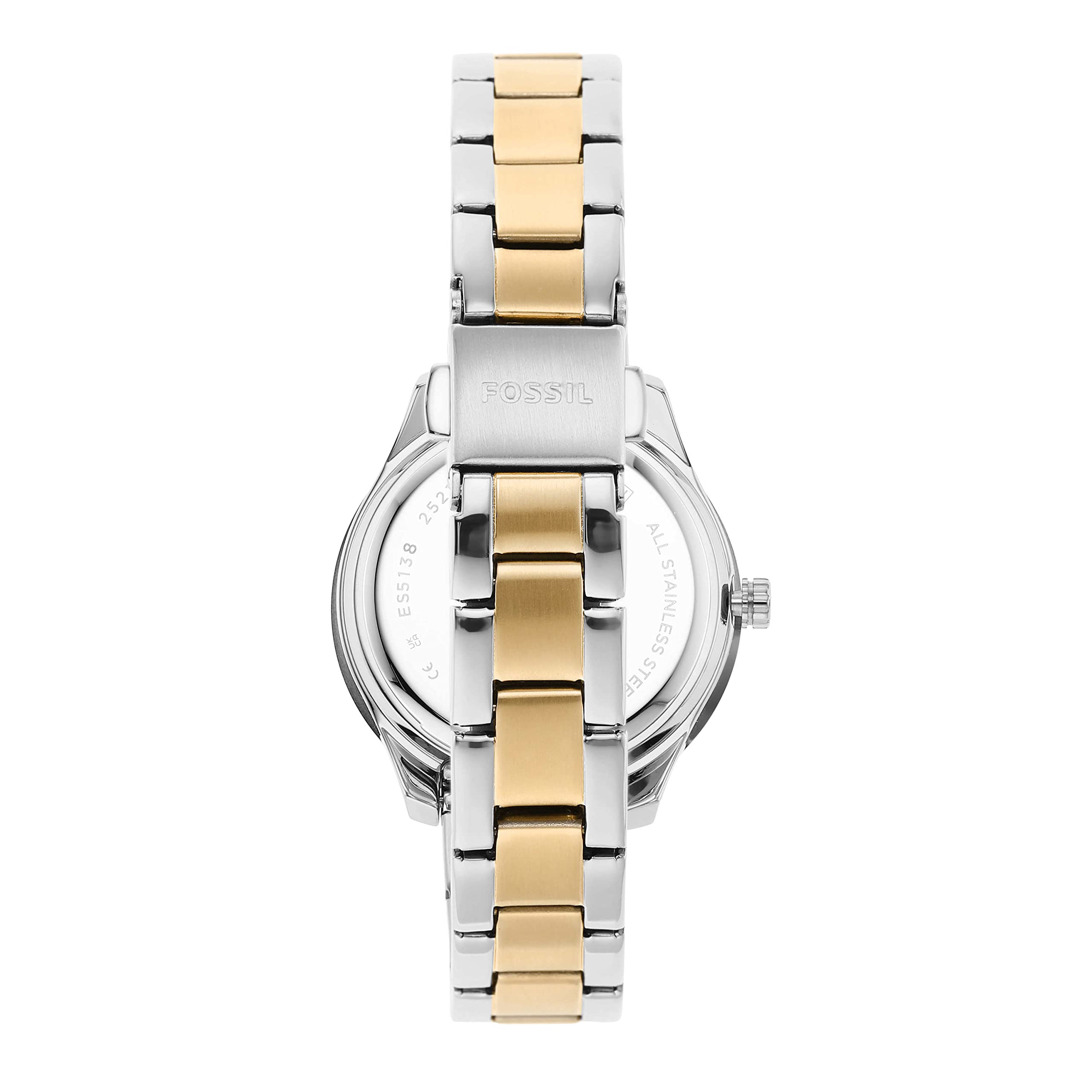 Fossil Women's Stella Mini Quartz Stainless Steel Three-Hand Watch, Color: Gold/Silver (Model: ES5138)