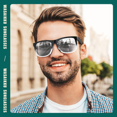 WASAIKKU Polarized Sunglasses for Men Women Classic Fashion Sunglasses Baseball Cycling Driving Fishing Golf Mens Sunglasses with UV Protectio - Black/clear frame with mercury lens