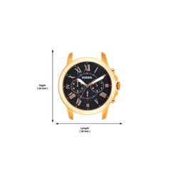 Fossil Leather Mens Quartz Watch Blue