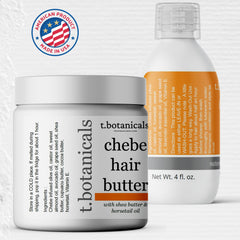 t.botanicals Chebe Oil and Butter Set for Hair Growth Organic from Chad Africa, Set of 4 oz Chebe Oil and 8 oz Chebe Butter with Horsetail (Unscented)