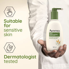 Aveeno Daily Moisturising Body Lotion, With Soothing Oats & Rich Emollients, Suitable For Sensitive Skin, Nourishes and Protects Skin, Fragrance Free, 300ml