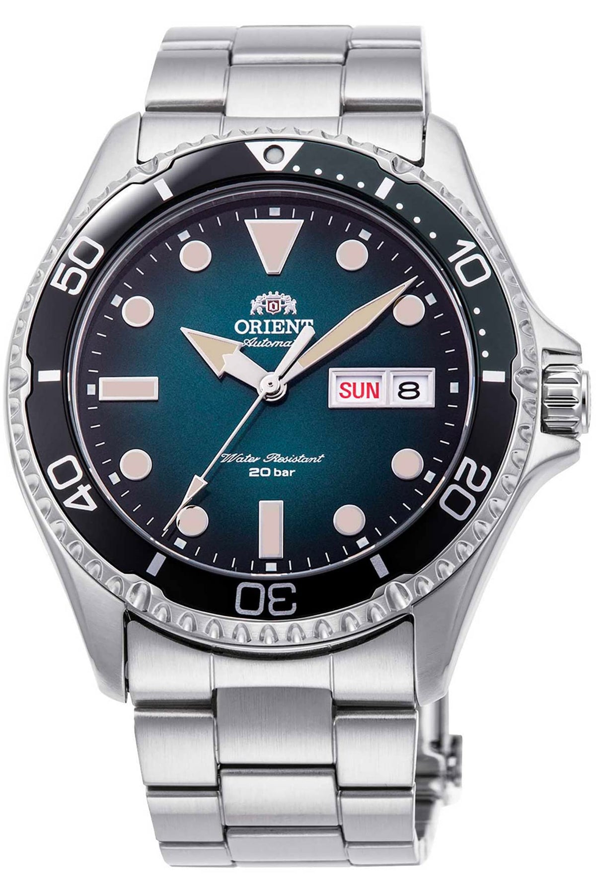 Orient RA-AA0811E19B Kamasu II Analog Automatic Sports Watch for Men, 41.8 mm Case Size, Silver/Green