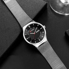 Bundles of 2,CURREN 8311 Men Watch Quartz Brand Watch Wristwatch Calendar Time Display Stainless Steel Watch - Silver