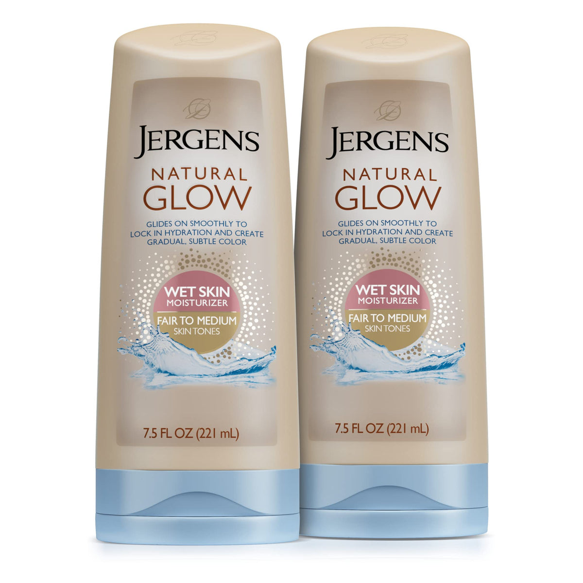 Jergens Natural Glow In-Shower Self-Tanning Body Lotion, Light/Medium Skin Tones (2 Pack)
