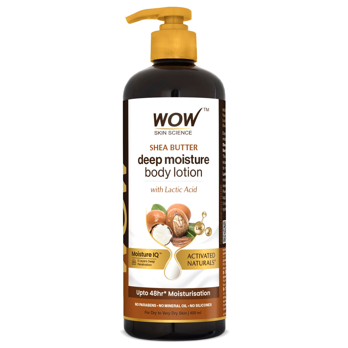 WOW Skin Science Shea Butter and Cocoa Butter Moisturizing Body Lotion, Deep Hydration with No Parabens, Sulphate or Additives - 400ml
