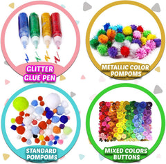 TOYBY Kids Crafts and Art Supplies Jar Kit for Kids Age 4-9, 560+ Pieces Included Pipe Cleaners Craft,Glitter Glue,Pom Poms,Feather, Make Bracelets and Necklaces - for Craft DIY Art Supplies (Model A)