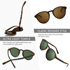 SUNGAIT Women's Classic Vintage Round Polarized Sunglasses Retro Style UV400 SGT166