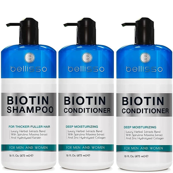BELLISSO Biotin Shampoo and Conditioner Set and Biotin Conditioner