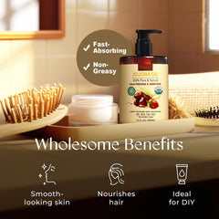 Nigwedete Organic Jojoba Oil (500 ml), USDA Certified, 100% Pure Natural Large Capacity Body Oil for Skin Face and Hair, Deep Moisturizing Anti-Aging Cold Pressed Unrefined for Women
