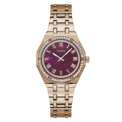 GUESS P RS GLD CS W/CRYS/PLUM MOP DL/P RS GLD BRCT