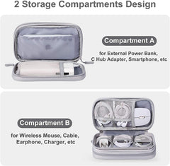 ELECDON Small Electronic Organizer Cable Bag, Travel Portable Electronic Accessories Storage Bag Soft Carrying Case Pouch for Hard Drive, Cord, Charger, Earphone, USB, SD Card (Light Grey)