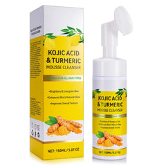 ALIVER Kojic Acid Turmeric Cleansing Mousse 150ml, Turmeric Foaming Cleanser Gentle Yet Effective Exfoliation, Deep Cleansing, Brightening and Moisturizing, Suitable for all Skin Types