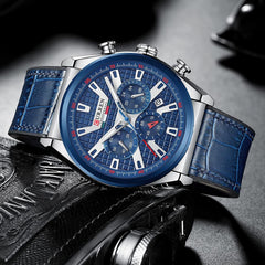 CURREN 8392 Men Quartz Watch Fashion Luxury Business Wristwatch Casual Sport Waterproof Clock Curren Watches Men - BLUE SILVER