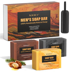 VOERUY Mens Bar Soap, Natural Handmade Mens Soaps for Face, Body, Hands & Shave, Deep Cleansing, Refreshing Bar Soap for Men , 14.8 Oz 420G