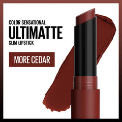 Maybelline Color Sensational Ultimatte Neo-Neutrals Slim Lipstick, Lightweight Blurring Formula with High-Impact Pigments, More Cedar, 0.06 oz