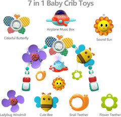 Musical Baby Stroller Arch Toys, Travel Car Seat Toys, Baby Play Arch Crib Accessory Toys,Travel Arch Bassinet Toys for Infant & Toddlers, Pram Activity Arch Bar Toys for Babies Infants ﻿