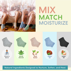 Dr. Frederick's Original Moisturizing Heel Socks for Cracked Heel Treatment - 2 Pairs - Socks for Dry Feet - Cracked Skin Repair & Overnight Hydration - Foot Care for Women & Men - Green Aloe