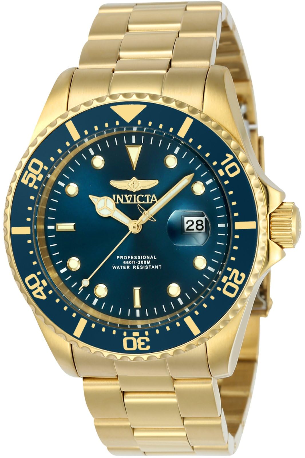 Invicta Men's Pro Diver Stainless Steel Quartz Diving Watch with Stainless-Steel Strap, Gold, Silver, 22 (Model: 23384, 23403)